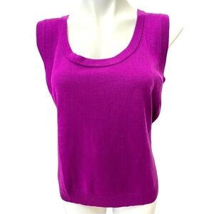 Knit sleeveless top gorgeous raspberry color acrylic perfect under blazer Lge
C
